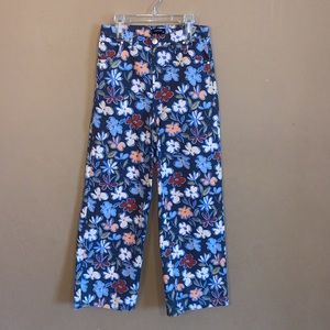 Originality High And Printed Twill Floral Pant Girl XL blue multi color floral
